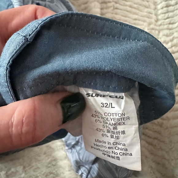 NWOT SURF CUZ Men's Vintage Cruzer Stretch Boardshort Chino Shorts blue leaf - Picture 4 of 16